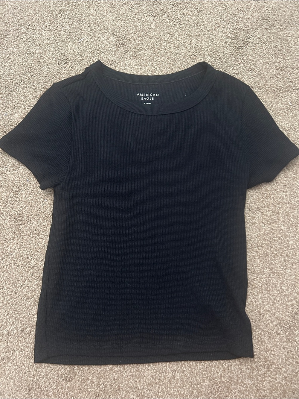 American Eagle Outfitters Black Ribbed Short Sleeve Tee